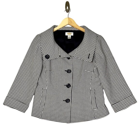 Talbots Jackets & Blazers - Talbots Black White Houndstooth 3/4 Sleeves Vintage Shawl Collar Jacket Size 6
